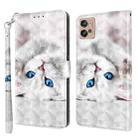 For Motorola Moto G32 5G 3D Painted Leather Phone Case(Reflection White Cat) - 1