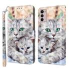 For Motorola Moto G42 5G 3D Painted Leather Phone Case(Two Loving Cats) - 1