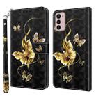 For Motorola Moto G42 5G 3D Painted Leather Phone Case(Golden Swallow Butterfly) - 1