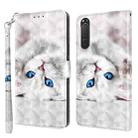 For Sony Xperia 5 II 3D Painted Leather Phone Case(Reflection White Cat) - 1