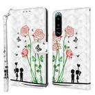 For Sony Xperia 5 III 3D Painted Leather Phone Case(Couple Rose) - 1