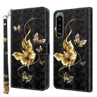 For Sony Xperia 5 III 3D Painted Leather Phone Case(Golden Swallow Butterfly) - 1