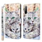 For Sony Xperia 10 II 3D Painted Leather Phone Case(Two Loving Cats) - 1