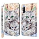 For Sony Xperia 10 III 3D Painted Leather Phone Case(Two Loving Cats) - 1