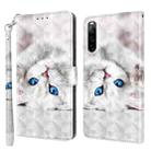 For Sony Xperia 10 IV 3D Painted Leather Phone Case(Reflection White Cat) - 1