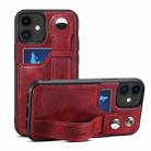 For iPhone 12 mini Suteni 215 Wrist Strap PU Phone Case (Red) - 1