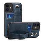 For iPhone 12 Suteni 215 Wrist Strap PU Phone Case(Blue) - 1