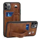For iPhone 11 Pro Max Suteni 215 Wrist Strap PU Phone Case (Brown) - 1