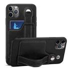 For iPhone 11 Pro Max Suteni 215 Wrist Strap PU Phone Case (Black) - 1