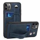 For iPhone 11 Pro Max Suteni 215 Wrist Strap PU Phone Case (Blue) - 1