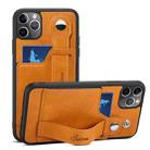 For iPhone 11 Pro Max Suteni 215 Wrist Strap PU Phone Case (Khaki) - 1