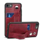 Suteni 215 Wrist Strap PU Phone Case For iPhone SE 2022/SE 2020/8/7/6(Red) - 1