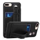 Suteni 215 Wrist Strap PU Phone Case For iPhone 8 Plus/7 Plus/6 Plus(Black) - 1