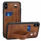 For iPhone X / XS Suteni 215 Wrist Strap PU Phone Case(Brown) - 1