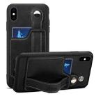 For iPhone X / XS Suteni 215 Wrist Strap PU Phone Case(Black) - 1