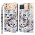 For Samsung Galaxy A12 5G 3D Painted Leather Phone Case(Two Loving Cats) - 1