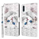 For Samsung Galaxy A30s / A50s / A50 3D Painted Leather Phone Case(Reflection White Cat) - 1