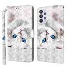 For Samsung Galaxy A32 5G 3D Painted Leather Phone Case(Reflection White Cat) - 1