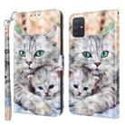 For Samsung Galaxy A51 4G 3D Painted Leather Phone Case(Two Loving Cats) - 1