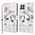 For Samsung Galaxy M33 3D Painted Leather Phone Case(Reflection White Cat) - 1
