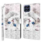 For Samsung Galaxy M53 3D Painted Leather Phone Case(Reflection White Cat) - 1