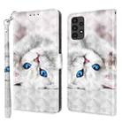 For Samsung Galaxy A13 5G / 4G 3D Painted Leather Phone Case(Reflection White Cat) - 1