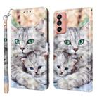 For Samsung Galaxy M13 4G / A23 / M23 5G 3D Painted Leather Phone Case(Two Loving Cats) - 1