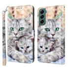 For Samsung Galaxy S22 5G 3D Painted Leather Phone Case(Two Loving Cats) - 1