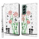 For Samsung Galaxy S22 5G 3D Painted Leather Phone Case(Couple Rose) - 1