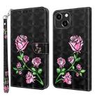 For iPhone 14 Plus 3D Painted Leather Phone Case (Rose) - 1