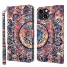 For iPhone 14 Plus 3D Painted Leather Phone Case (Colorful Mandala) - 1