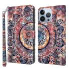 For iPhone 14 Pro 3D Painted Leather Phone Case(Colorful Mandala) - 1