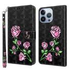 For iPhone 13 Pro Max 3D Painted Leather Phone Case (Rose) - 1