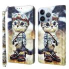 For iPhone 12 mini 3D Painted Leather Phone Case (Naughty Cat) - 1