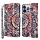 For iPhone 12 / 12 Pro 3D Painted Leather Phone Case(Colorful Mandala) - 1