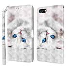 For iPhone SE 2022 / SE 2020 / 8 / 7 3D Painted Leather Phone Case(Reflection White Cat) - 1