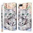 For iPhone SE 2022 / SE 2020 / 8 / 7 3D Painted Leather Phone Case(Two Loving Cats) - 1