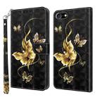 For iPhone SE 2022 / SE 2020 / 8 / 7 3D Painted Leather Phone Case(Golden Swallow Butterfly) - 1