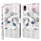 For iPhone XR 3D Painted Leather Phone Case(Reflection White Cat) - 1