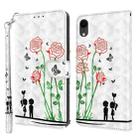 For iPhone XR 3D Painted Leather Phone Case(Couple Rose) - 1