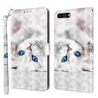 3D Painted Leather Phone Case For iPhone 8 Plus / 7 Plus(Reflection White Cat) - 1