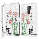 For Xiaomi Redmi 9 3D Painted Leather Phone Case(Couple Rose) - 1
