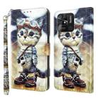 For Xiaomi Redmi 10C Global 3D Painted Leather Phone Case(Naughty Cat) - 1