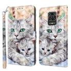 For Xiaomi Redmi Note 9 Pro / Note 9 Pro Max 3D Painted Leather Phone Case(Two Loving Cats) - 1