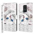 For Xiaomi Redmi Note 9 / 10X 4G 3D Painted Leather Phone Case(Reflection White Cat) - 1