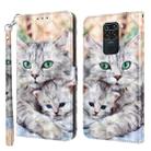 For Xiaomi Redmi Note 9 / 10X 4G 3D Painted Leather Phone Case(Two Loving Cats) - 1