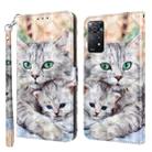 For Xiaomi Redmi Note 11 5G / 4G Global 3D Painted Leather Phone Case(Two Loving Cats) - 1