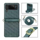 For Samsung Galaxy Z Flip4 Embossed Leather Folded Phone Case with Strap(Dark Green) - 1