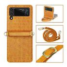 For Samsung Galaxy Z Flip4 Embossed Leather Folded Phone Case with Strap(Yellow) - 1