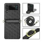 For Samsung Galaxy Z Flip4 Embossed Leather Folded Phone Case with Strap(Black) - 1